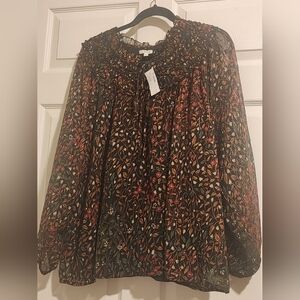 Maurices Multicolor Leaf Print Blouse